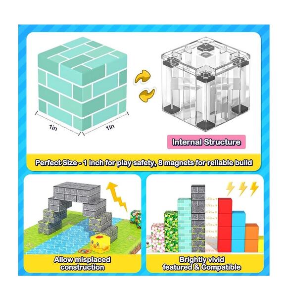 108PCS Magnetic Blocks Magnet Toy Mine Magnet World Bunny Garden Wonderland - Picture 2 of 6